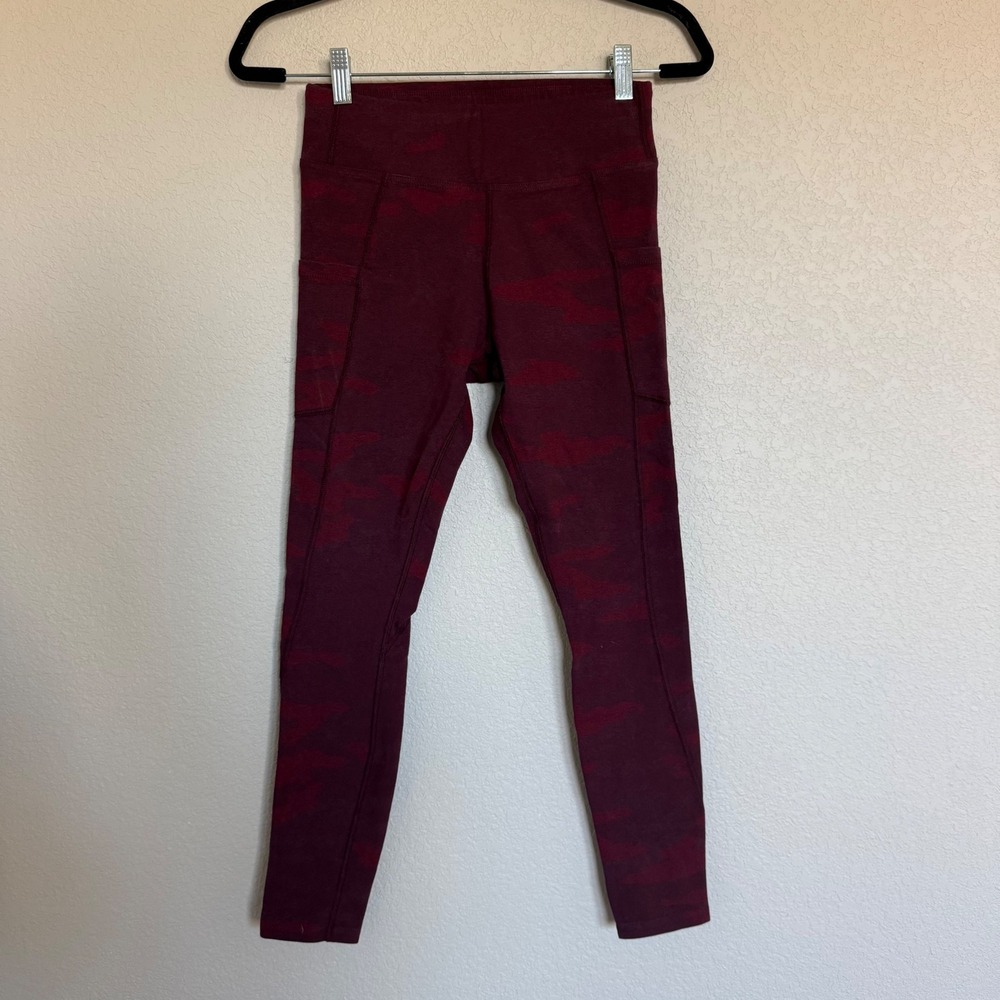 Pact Organic Cotton Camo Leggings Burgundy Red Organic Sustainable Activewear